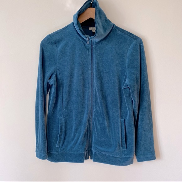 Talbots women’s LUXE STRAIGHT-LEG full zip VELOUR 2 pc Track suit -size S petite - Picture 8 of 16